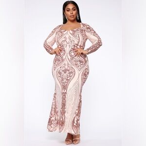 Queen Vibes Sequin Mermaid Gown - Rose Gold